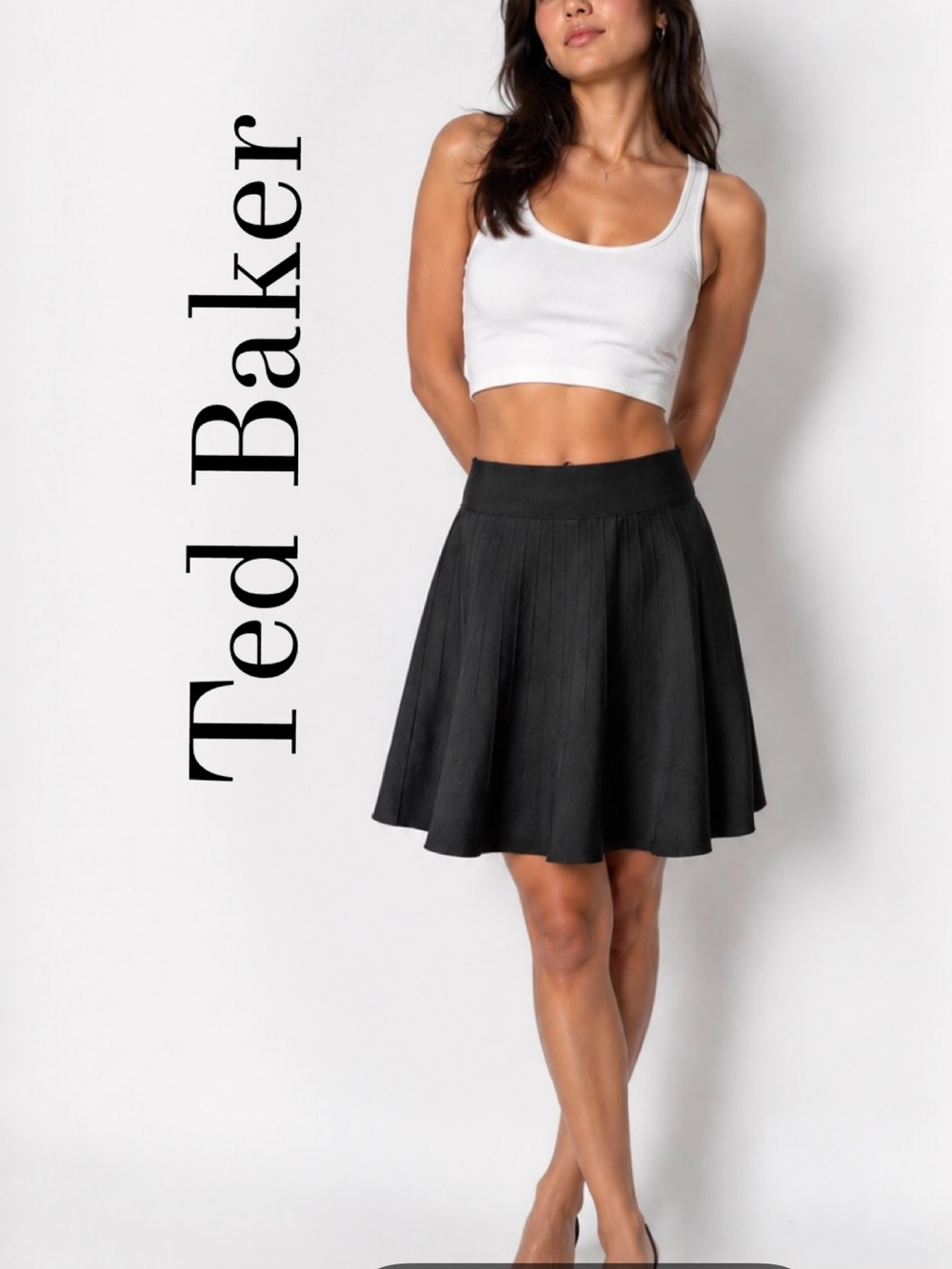 Ted Baker Black Circle Skirt with Subtle Pleats